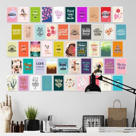 Paper Plane Design Women Empowerment Wall Posters Collage Pack of 50 (4 Inch X 6 Inch) D19