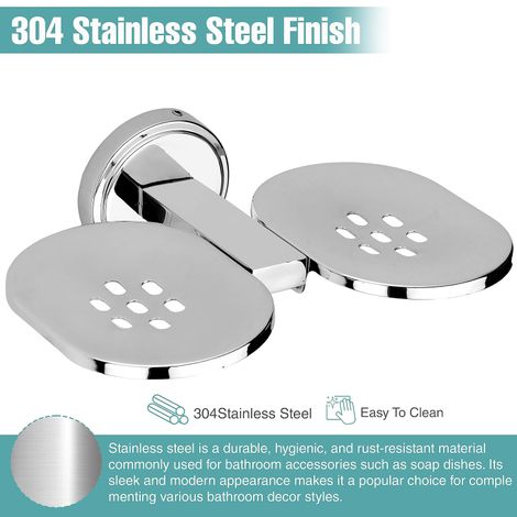 GLOXY Double Soap Holder for Bathroom Rust Proof Soap Stand Bathroom Accessories SS202