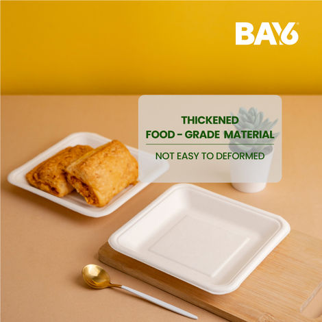 BAY6 Square Disposable Plate - 6 Inch - Pack Of 20