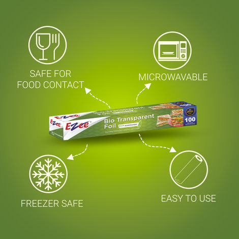 Ezee 100 m Cling Film Wrap - 12 Inches | BPA Free | Multipurpose | Non-Stick Microwave Safe