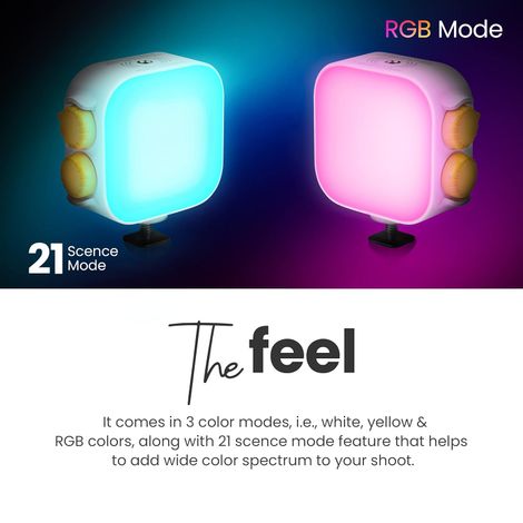 Digitek (LED-D10W RGB) 10W Portable Multi Color Mini LED Video Light with 3 Color Modes, 360Degree Rotation, Magnetic Absorption, 2500-9000K Color Temperature, 2Hrs Battery Life, Camera & Tripod Mountable