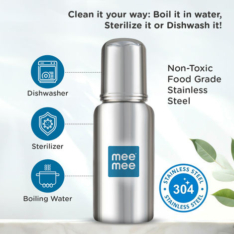 Mee Mee Premium Steel Feeding Bottle Silver
