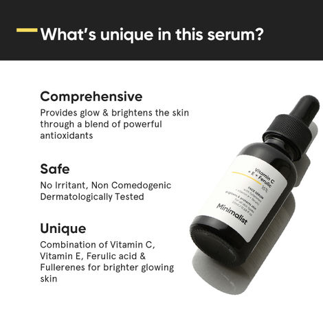 Minimalist 16% Vitamin C Brightening Face Serum Combo of Vit. C Vit. E & Ferulic Acid For Glowing Skin For Men & Women
