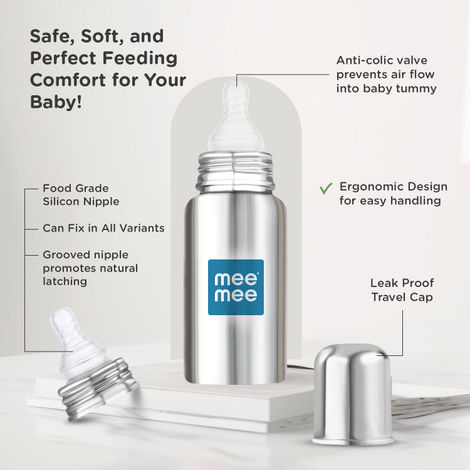 Mee Mee Premium Steel Feeding Bottle Silver