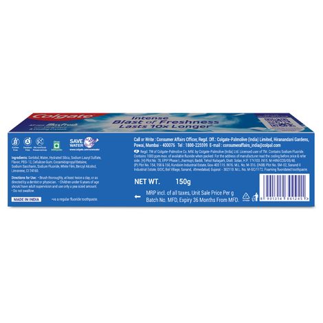 Colgate MaxFresh Toothpaste, Blue Gel Paste with Menthol for Super Fresh Breath (Peppermint Ice)