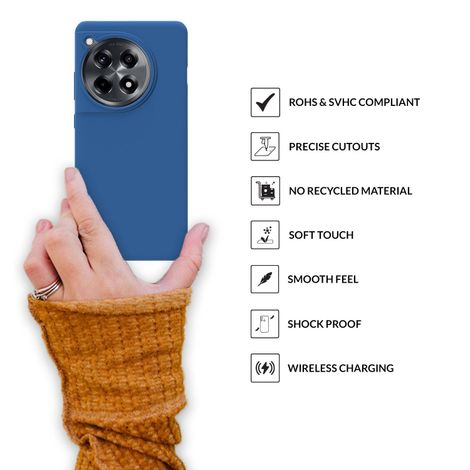 Sprig Premium Back Cover for Oneplus 12r Phone Liquid Silicone Shock Proof | Navy Blue