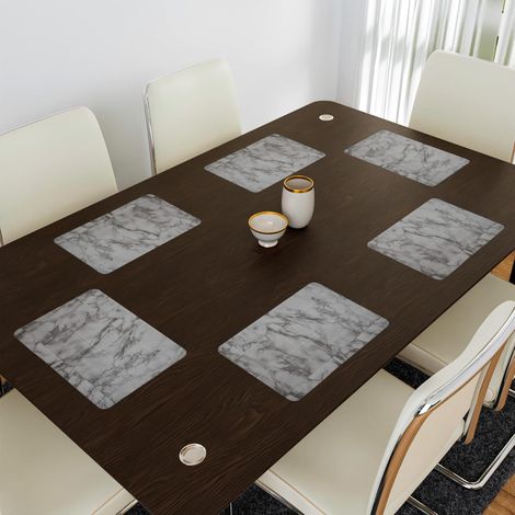 Kuber Industries Marble Table Placemat for Dining Room|6 Piece Set|Gray