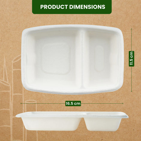 BAY6 Rectangle Snack Plate 2 Compartment - 17 cm