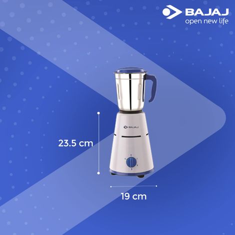 Bajaj Pluto Mixer Grinder | 500 W | 3 Jars - White