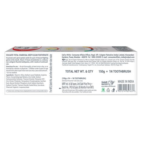 Colgate Total Charcoal Deep Clean Antibacterial Toothpaste (With A Premium Toothbrush)