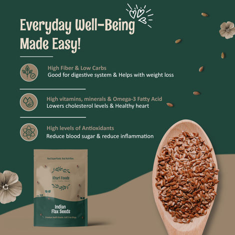 Khari Foods Premium Flax Seeds | Seeds for Eating | Source of Iron & Fibre