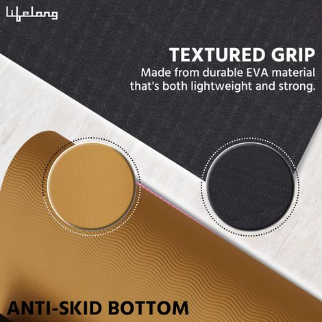 Lifelong Dual Color EVA Material Yoga Mat 6mm LLYM223 Black & Orange