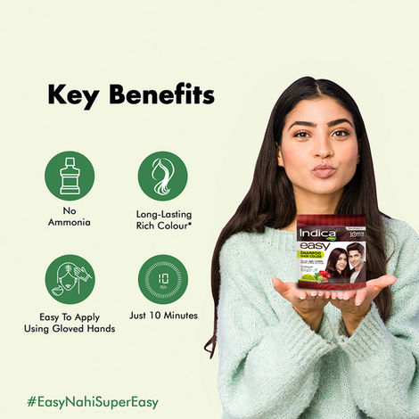 Indica Easy Do-It-Yourself Dark Brown Hair Color with 5 Herbal Extracts and 100% Ammonia Free Long Lasting Formula