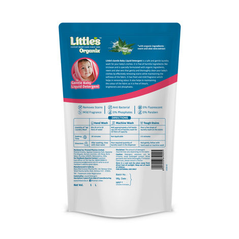 Little's Organix Gentle Baby Detergent Liquid for Clothes | Anti-Bacterial Liquid Detergent