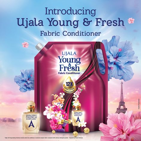 Ujala Young & Fresh Aura Fabric Conditioner Pouch with French Perfume for Machine and Bucket Wash