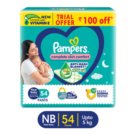 Pampers All Round Protection Diapers | Pant Style | New Born | 37 pcs
