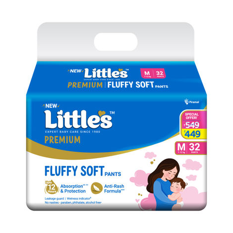 Littles Expert Baby Care Comfy Baby Diapers | Pant Style | M | 32 pcs
