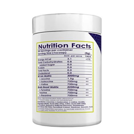 Muscle Asylum Bcaa - With Brain Boosters -100% Micronized Vegan, Recovery, Memory, Blue Razz