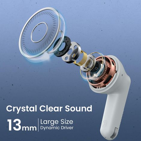 Portronics Harmonics Twins S18 in Ear TWS Earbuds with 30H Playtime, in Built HD Mic, Game/Music Mode, 13mm Dynamic Driver, Low Latency, Touch Control, Type C Fast Charging, Light Weight(White)