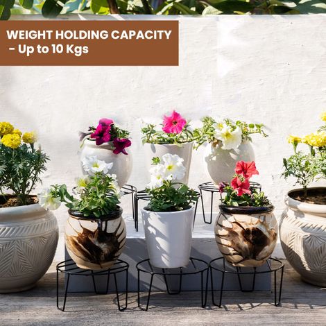 TrustBasket Eclips Metal Planter Stand | Strong Pot Stands for Balcony & Garden Decor