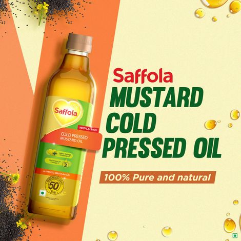Saffola Mustard (Sarson) Cold Pressed Oil | 100% Cold Pressed Mustard Seed Oil | Helps Manage Cholesterol