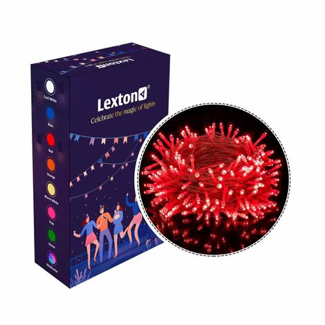 Lexton 36 Feet Long 40 LED Power Pixel Serial String/Fairy Light | Plug Sourced |Pack of 1 Red