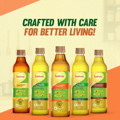 Saffola Mustard (Sarson) Cold Pressed Oil | 100% Cold Pressed Mustard Seed Oil | Helps Manage Cholesterol