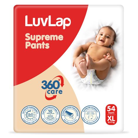 LuvLap Supreme Baby Diapers | Pant Style | XL | 54 pcs