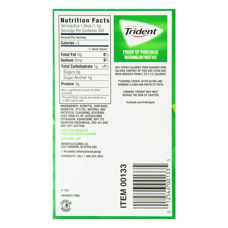 Trident Sugar Free Chewing Gum Watermelon Twist