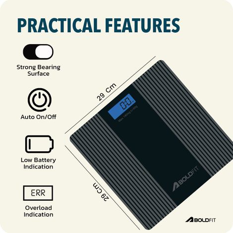 Boldfit Weight Machine for Body Weight Weighing | Digital Large LCD Display - Black | Nexus