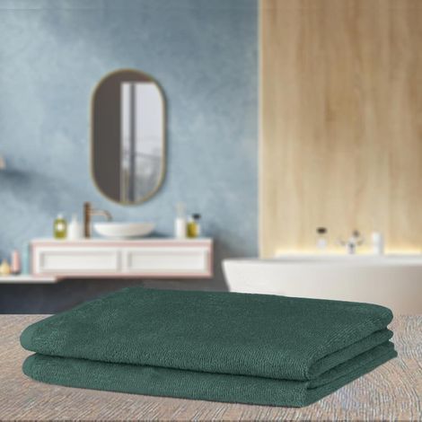 BAY6 100% Cotton Hand Towels - 60 cm x 40 cm | 500 GSM - Olive Green - Set of 2