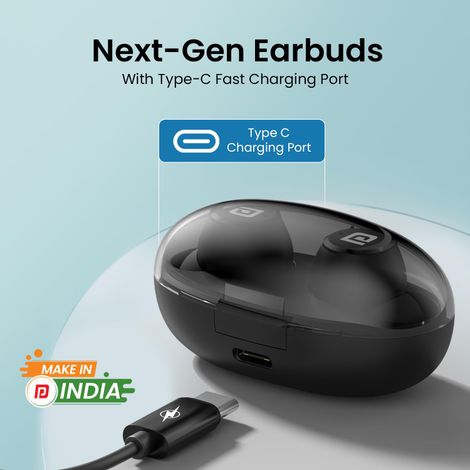 Portronics Harmonics Twins S13 in Ear TWS Earbuds with Mic, 24H Playtime, Game/Music Mode, Touch Control, 8mm Driver, Bluetooth 5.3v,IPX5 Water Resistance, Type C Fast Charging - Black