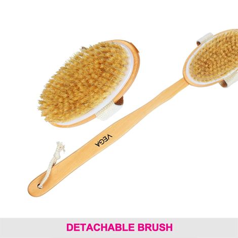 Vega Soft Bristle Bath Brush With Long Handle | Wood | Wooden