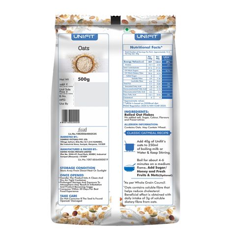 Unifit Oats | High Fiber and Protein | Healthy Breakfast Choice