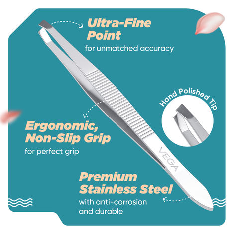 VEGA Tweezer - Square Tip, Silver, (TW-01)