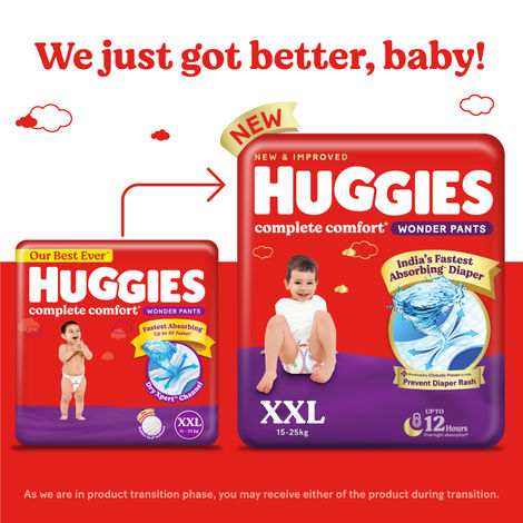Huggies Complete Comfort Wonder Baby Diapers | Pant Style | 2XL | 24 pcs