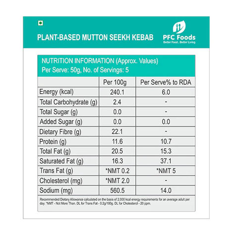 Pfc FOODs Plant Based Mutton Seekh Kebab