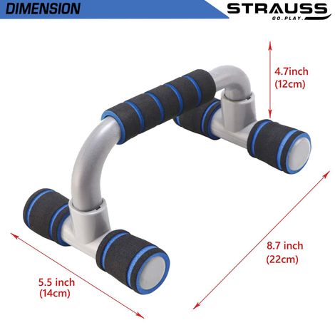 Strauss Moto Push Up Bar, Pair (Black/Blue)