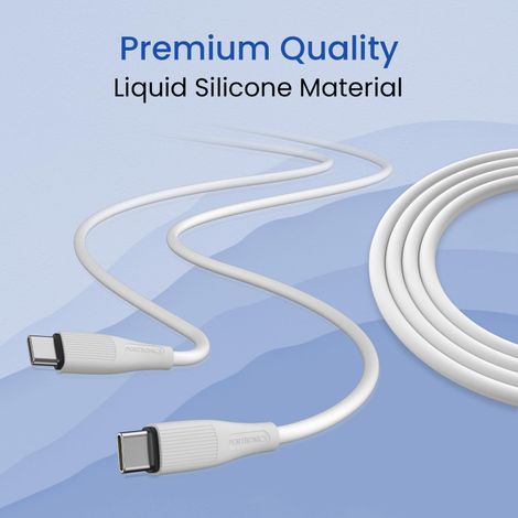 Portronics Silklink 60W PD Type-C to Type-C Fast Charging Cable | White