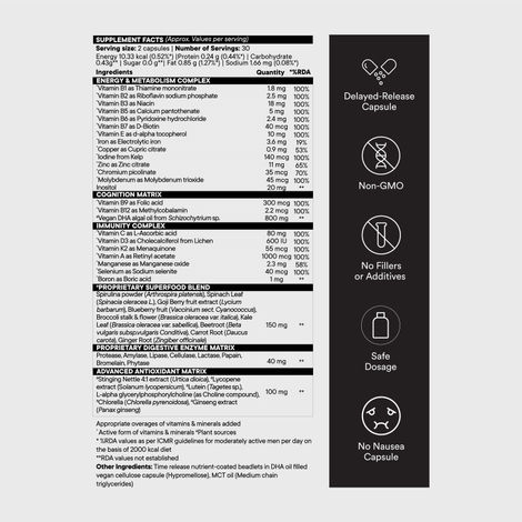 Wellbeing Nutrition Slow Multi + Omega 3 for Him Vitamins & Minerals, 15 Antioxidants & Digestive