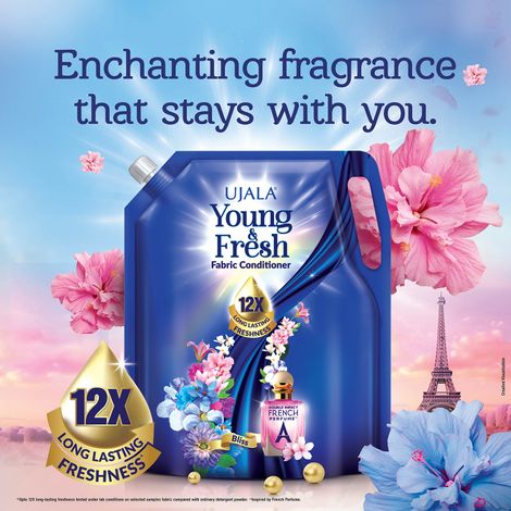 Ujala Young & Fresh Bliss Fabric Conditioner Pouch with Long-Lasting French Perfume Fragrance