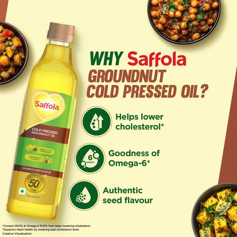 Saffola Groundnut (Peanut) Cold Pressed Oil | 100% Cold Pressed Groundnut Oil | Helps Lower Cholesterol