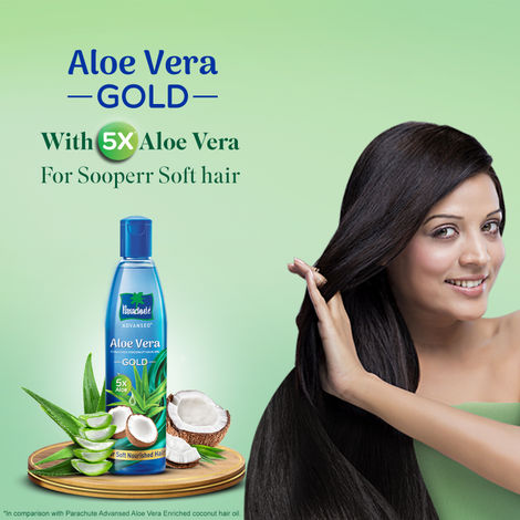 Parachute Advansed Aloe Vera Enriched Coconut Hair Oil GOLD 5X Aloe Vera with Coconut Oil