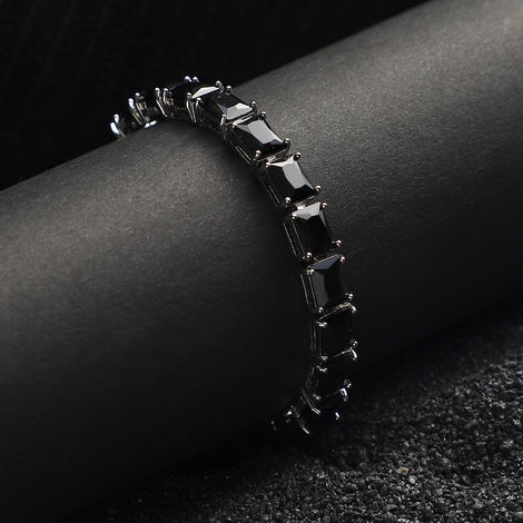 French Accent Geometric Stone Tennis Bracelet - Charcoal Black