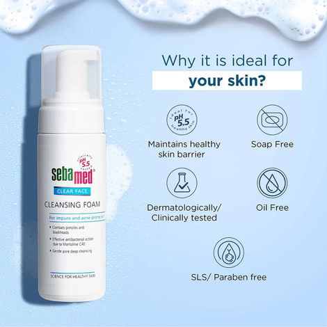 Sebamed Clear Face Cleansing Foam | pH 5.5 I Combats Pimples, Blackheads