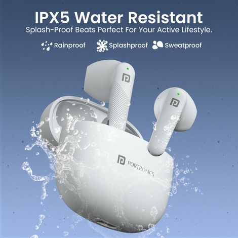 Portronics Harmonics Twins S18 in Ear TWS Earbuds with 30H Playtime, in Built HD Mic, Game/Music Mode, 13mm Dynamic Driver, Low Latency, Touch Control, Type C Fast Charging, Light Weight(White)