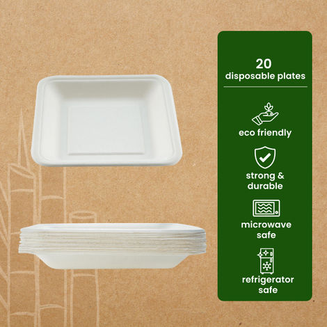 BAY6 Square Disposable Plate - 6 Inch - Pack Of 20
