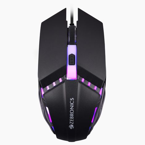 Zebronics Phero Wired Gaming Mouse With Up to 1600 DPI, LED Lights, DPI Switch, High Precision,4 Buttons - Black