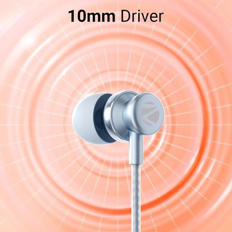 Zebronics BUDS C10 Type-C Earphone, Mic, Metallic Design, 1.2m Cable, 10mm Driver(Light Blue)