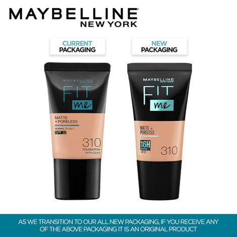 Maybelline New York Fit Me Matte+Poreless Liquid Foundation Tube, 310 Sun Beige